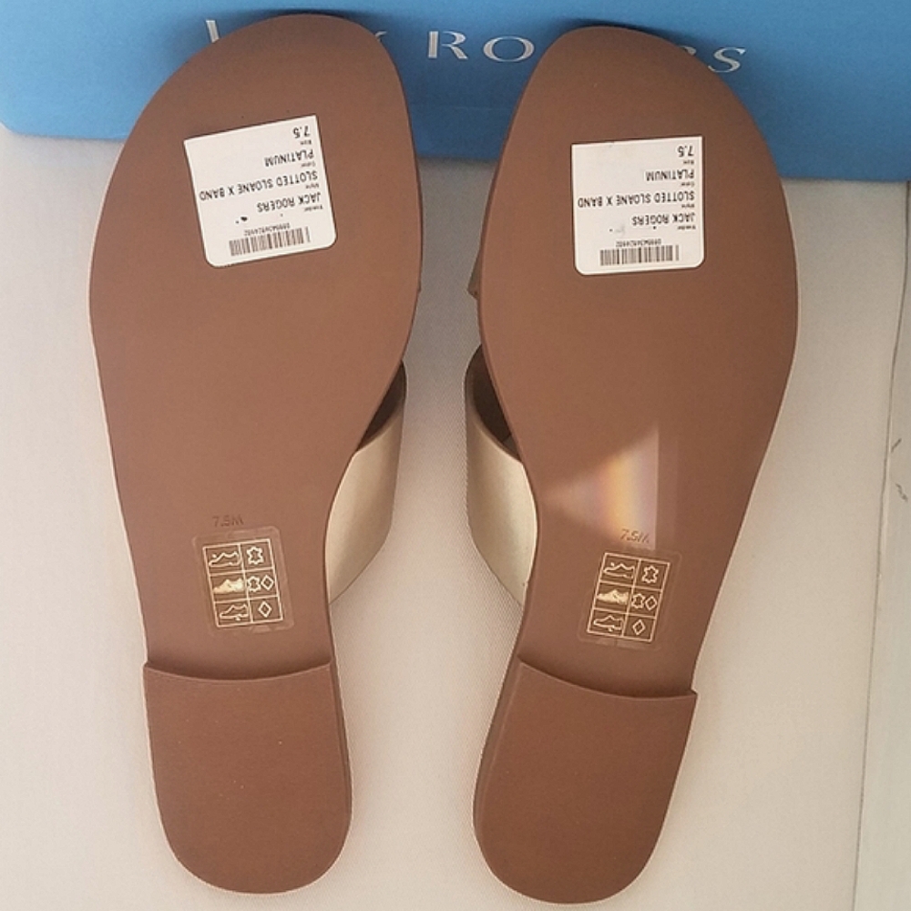 Jack Rogers Slotted Sloan X-Band Leather Metallic Sandals - Picture 6 of 9